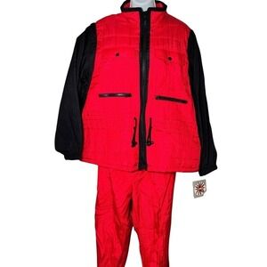 Active Club Red Black Tracksuit Set Jacket Pants‎ XL Extra Large vtg hiphop